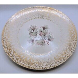 Lifetime China Co Pine Cone  10" plate 1950s Gold Pattern Set Of 3